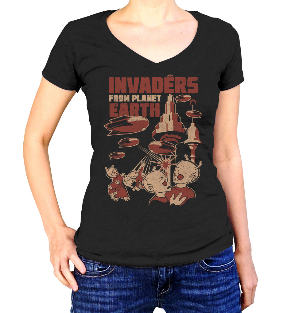 Women's Invaders From Earth Vneck T-Shirt - By Ex-Boyfriend
