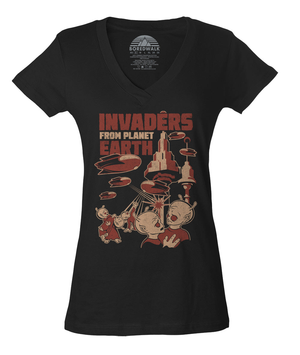 Women's Invaders From Earth Vneck T-Shirt - By Ex-Boyfriend