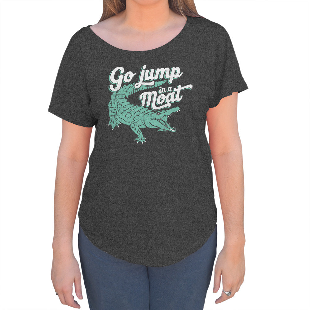 Women's Go Jump in a Moat Alligator Scoop Neck T-Shirt