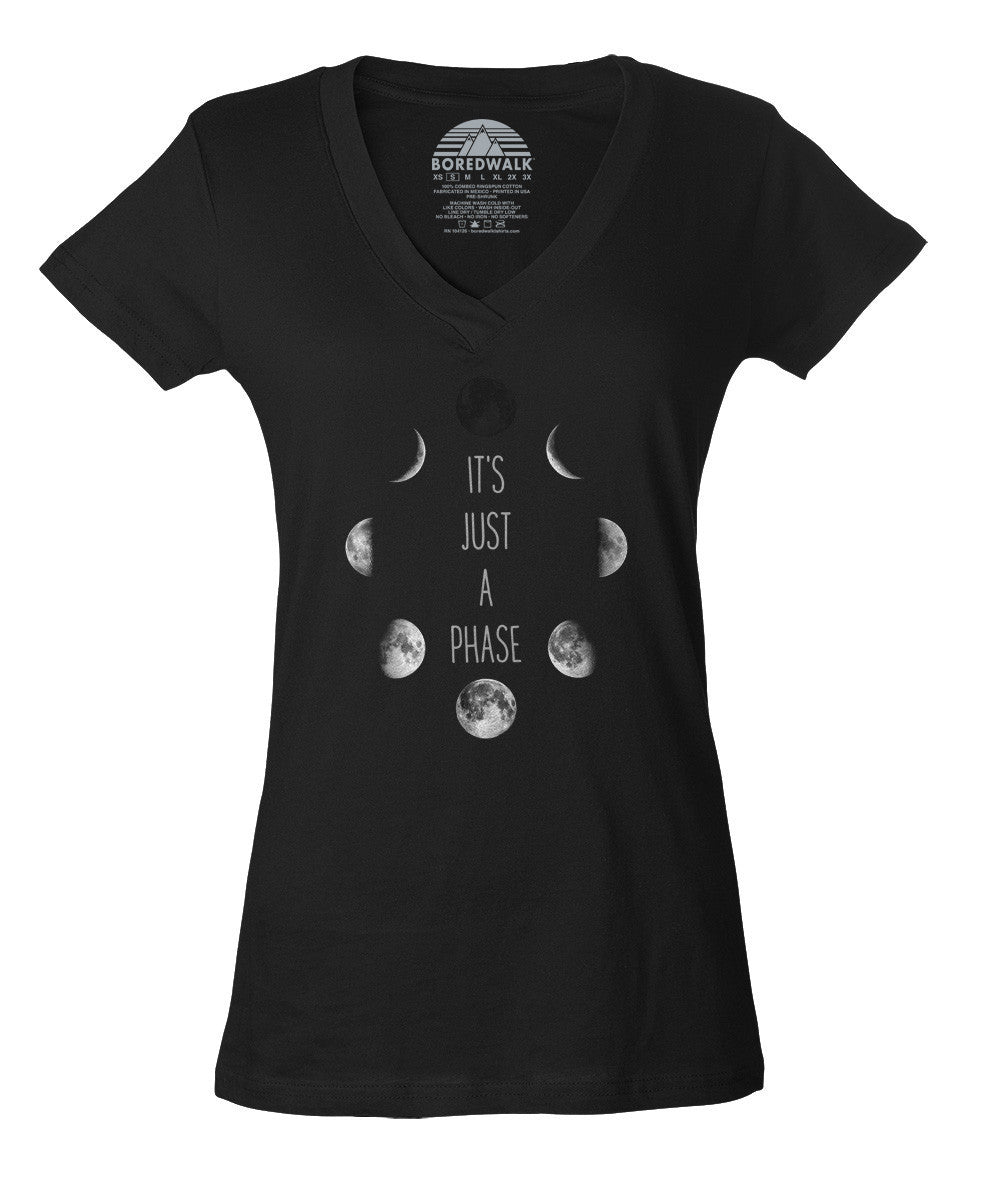 Women's It's Just a Phase Moon Vneck T-Shirt