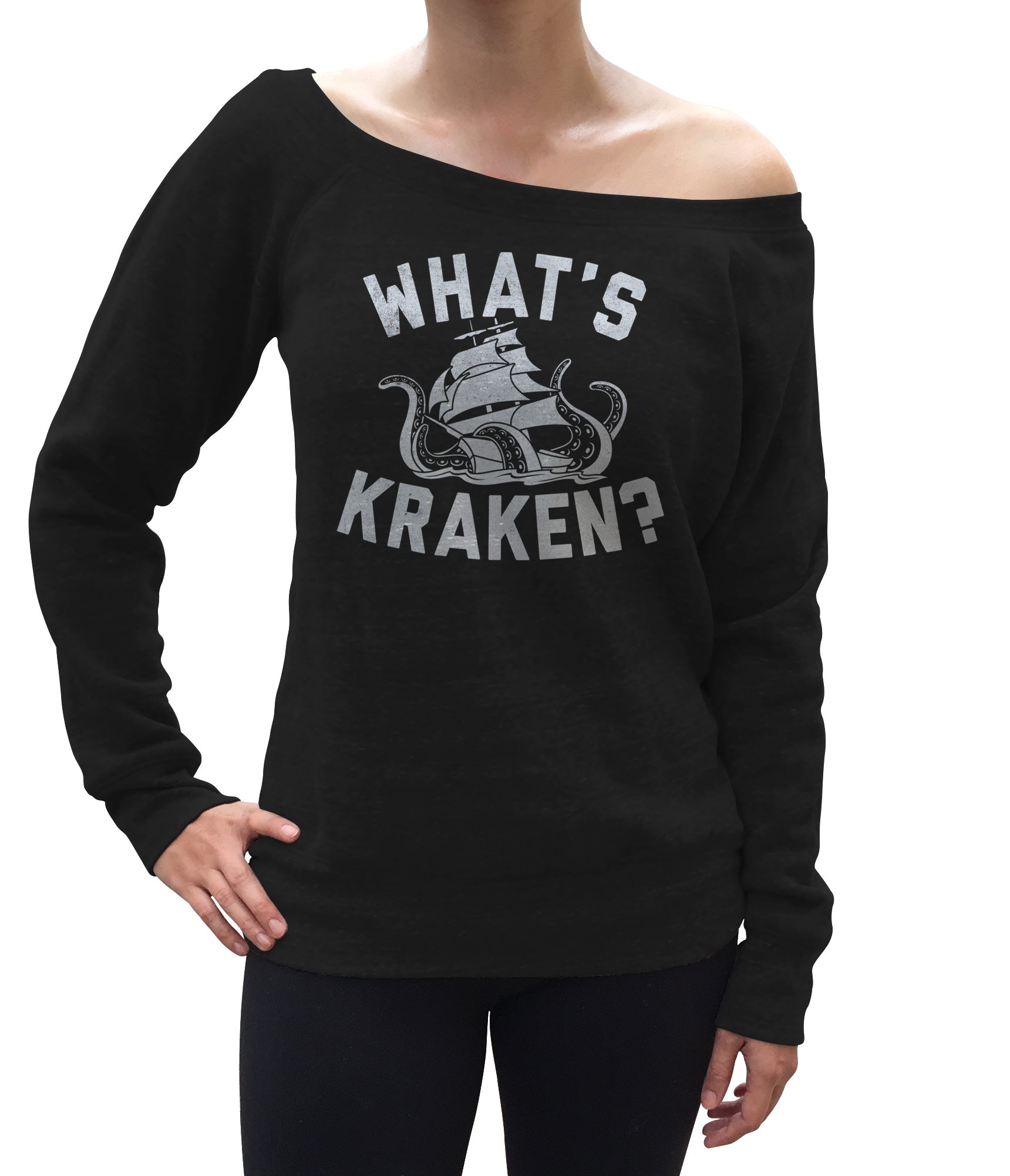 Women's What's Kraken Sea Monster Scoop Neck Fleece