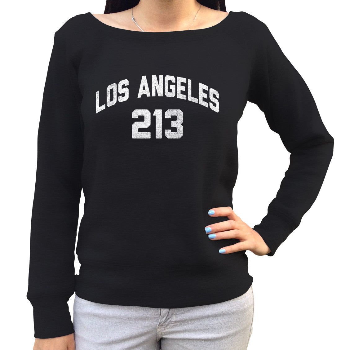 Women's Los Angeles 213 Area Code Scoop Neck Fleece