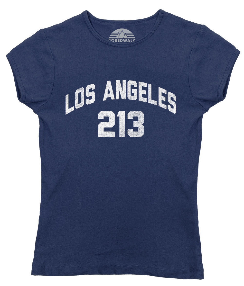 BoredWalk Women's Los Angeles 213 Area Code T-Shirt, X-Large / Navy