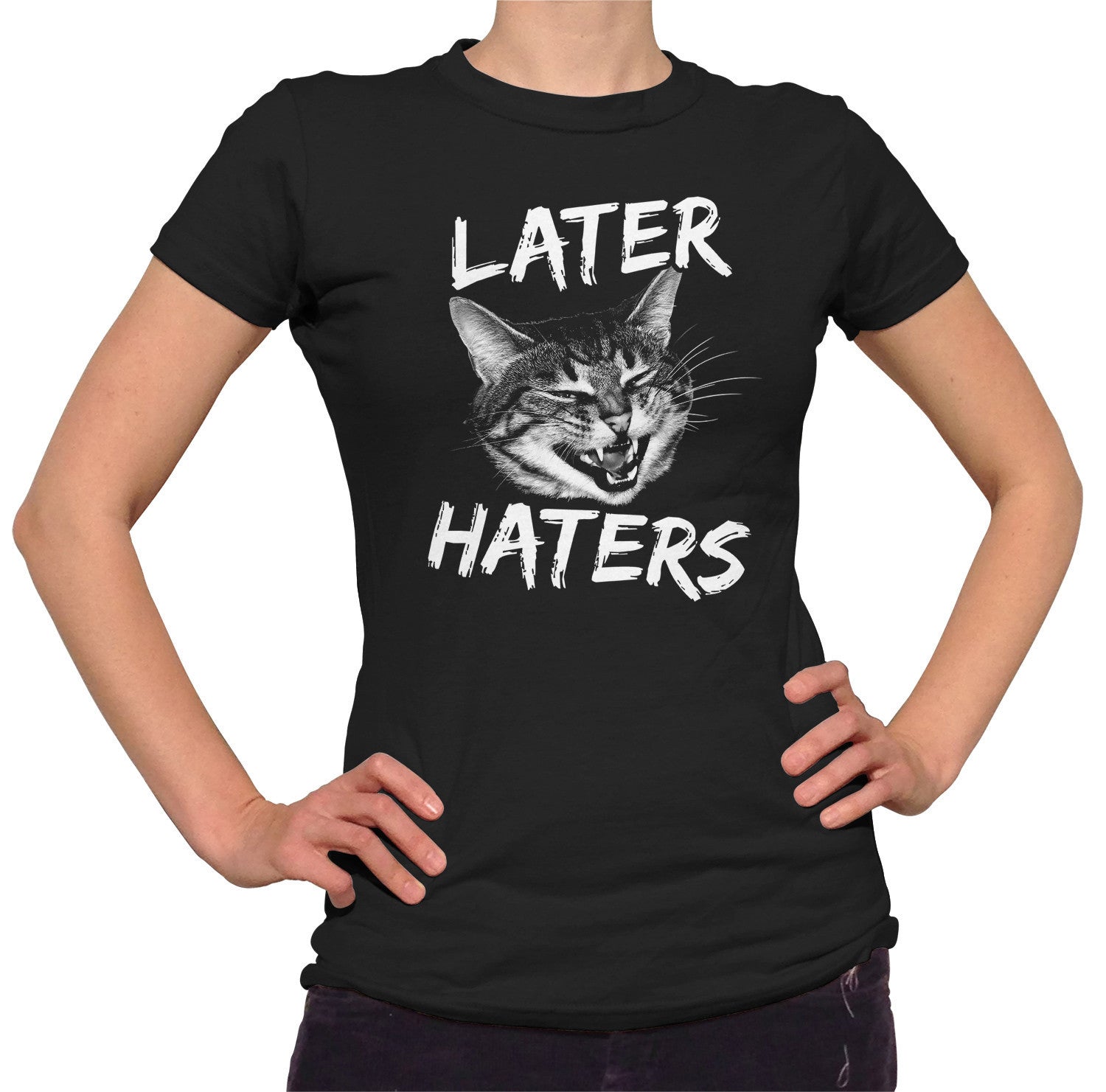 Women's Later Haters T-Shirt Funny Cat TShirt
