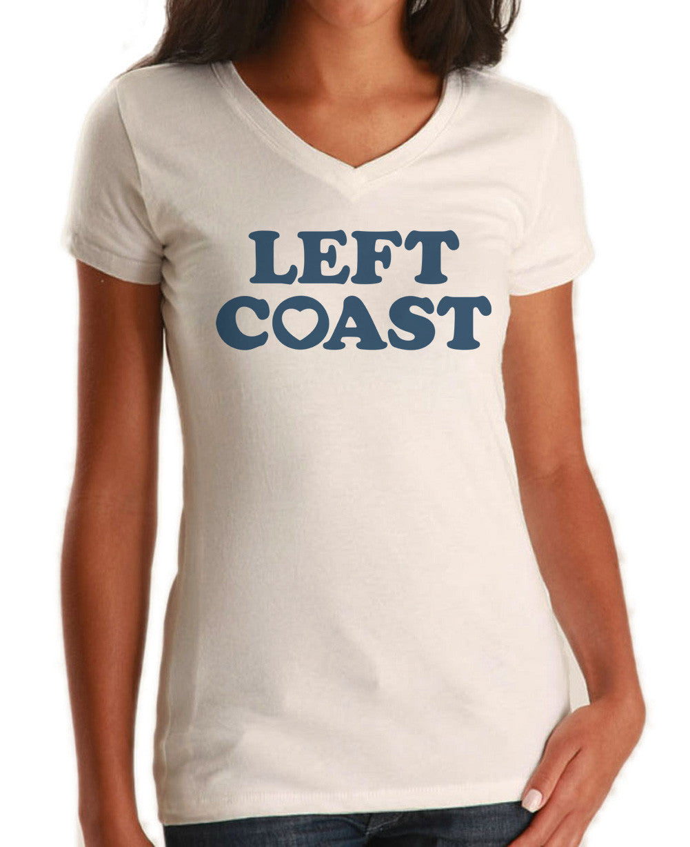 Women's Left Coast Vneck T-Shirt - California Oregon Washingon West Coast