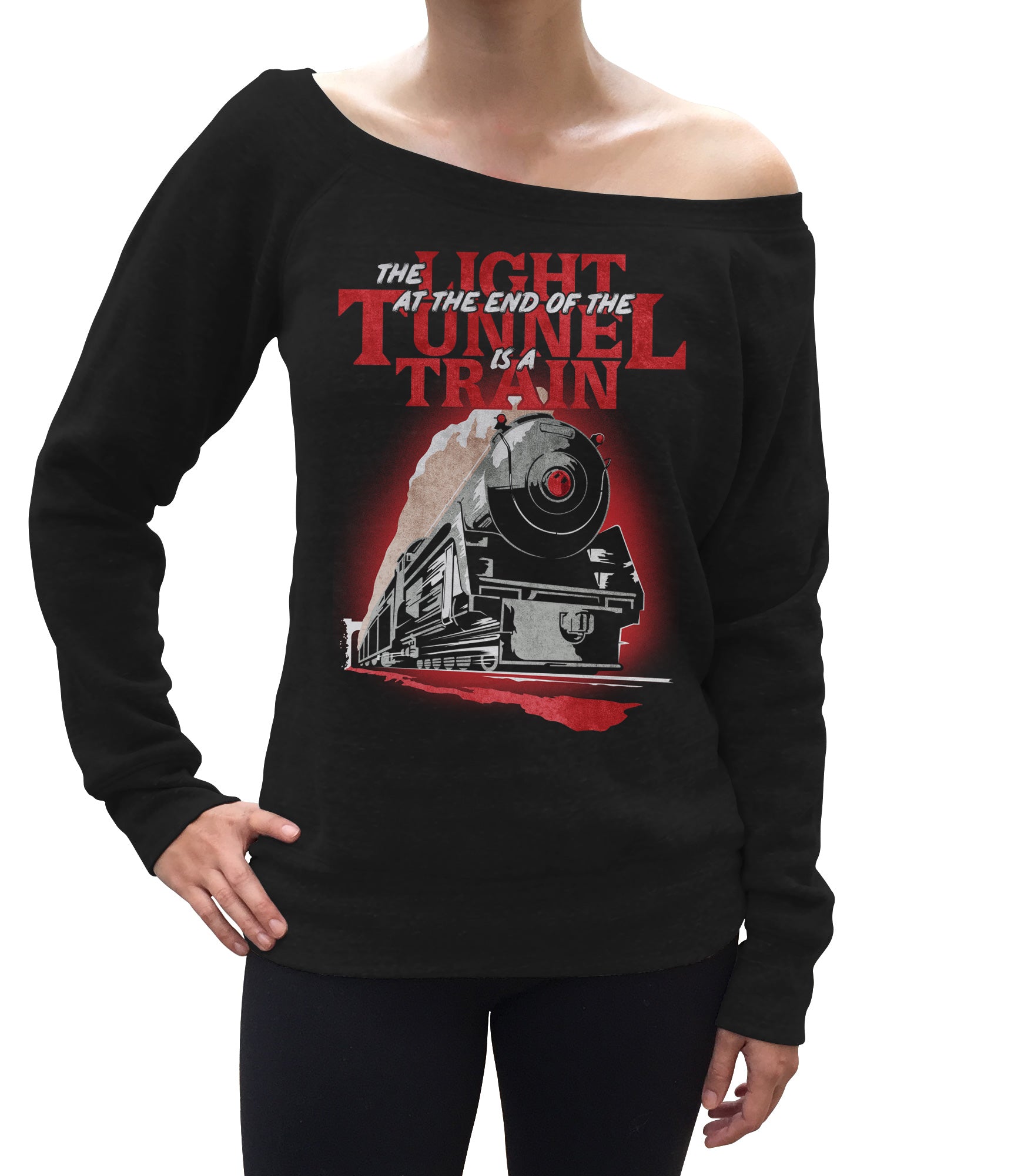 Women's The Light at The End of The Tunnel is a Train Scoop Neck Fleece