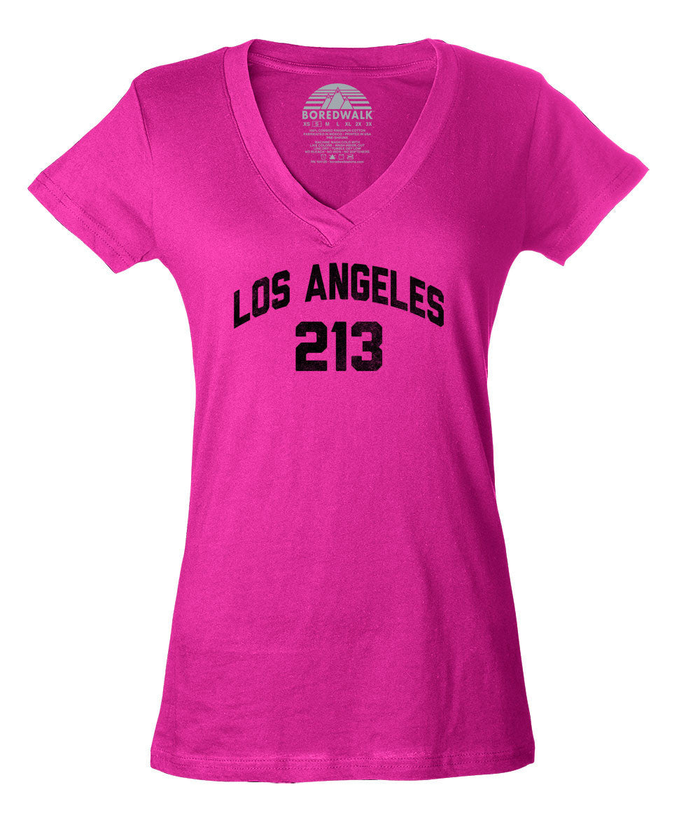 Women's Los Angeles 213 Area Code Vneck T-Shirt