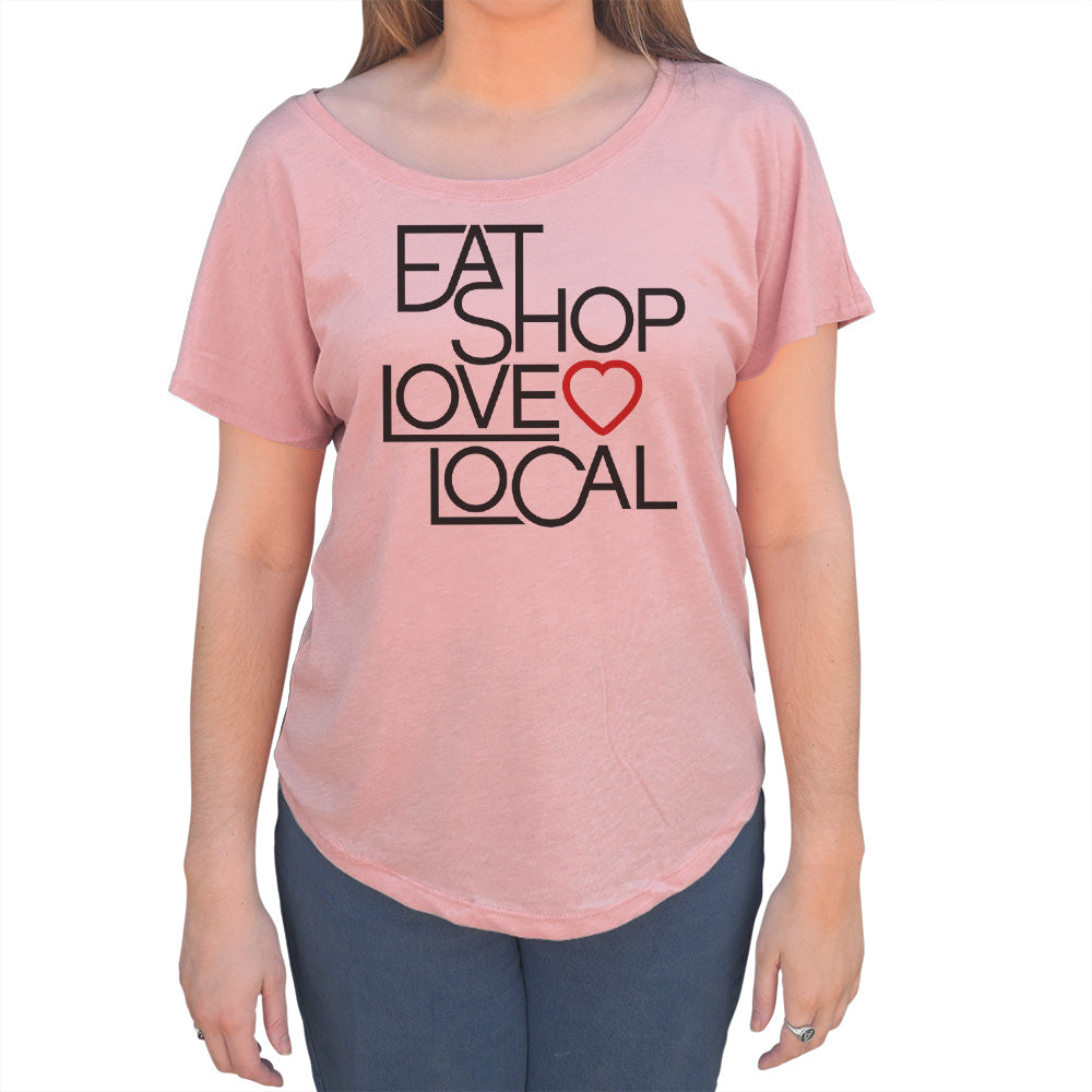 Women's Love Shop Eat Local Scoop Neck T-Shirt