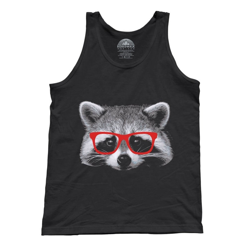 Unisex Raccoon With Glasses Tank Top