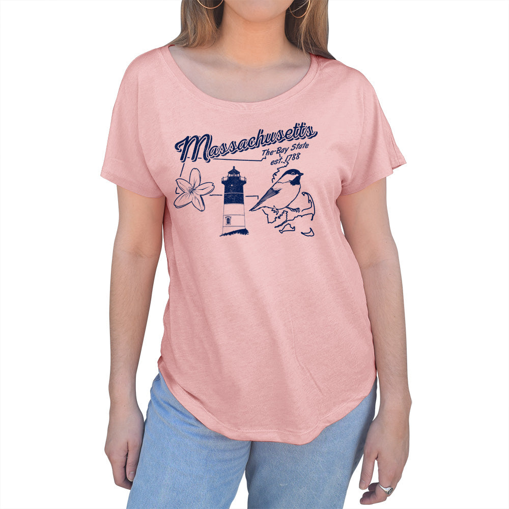 Women's Vintage Massachusetts Scoop Neck T-Shirt