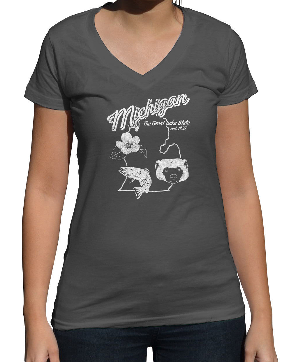 Women's Vintage Michigan State Vneck T-Shirt