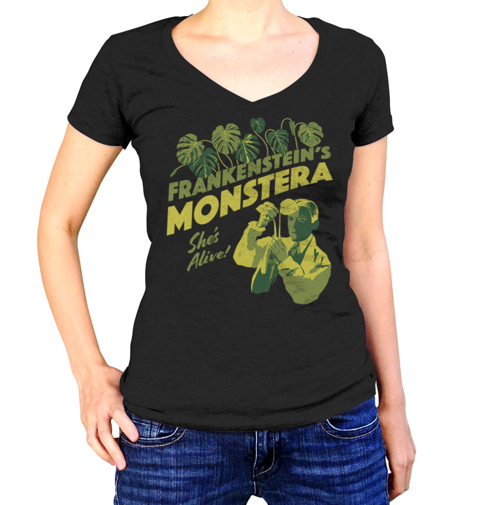 Women's Frankenstein's Monstera Vneck T-Shirt