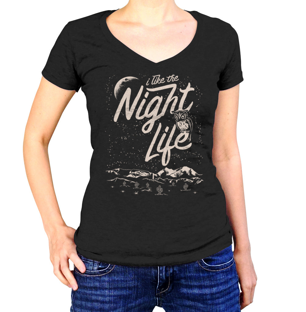 Women's I Like the Night Life Vneck T-Shirt