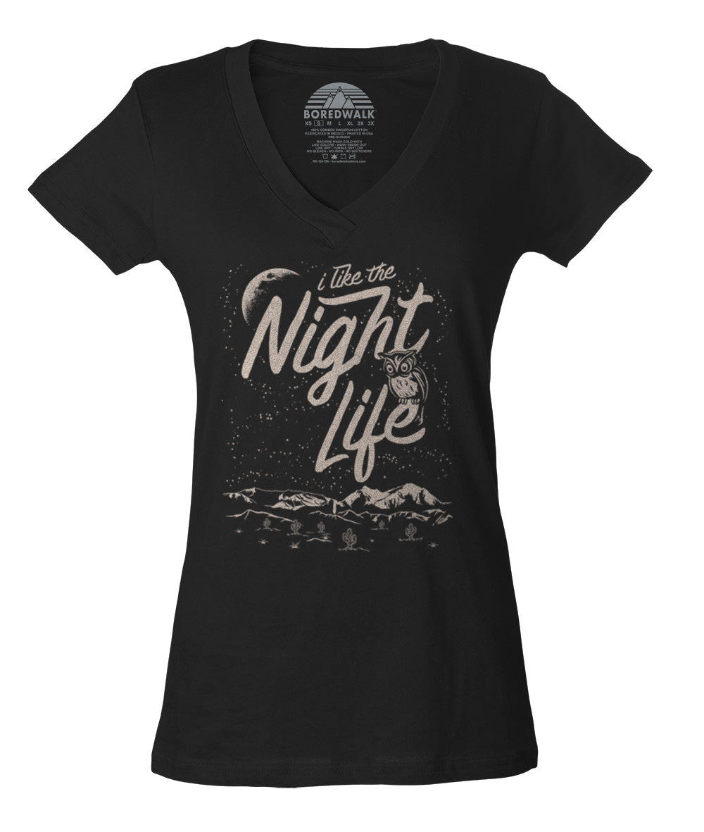 Women's I Like the Night Life Vneck T-Shirt