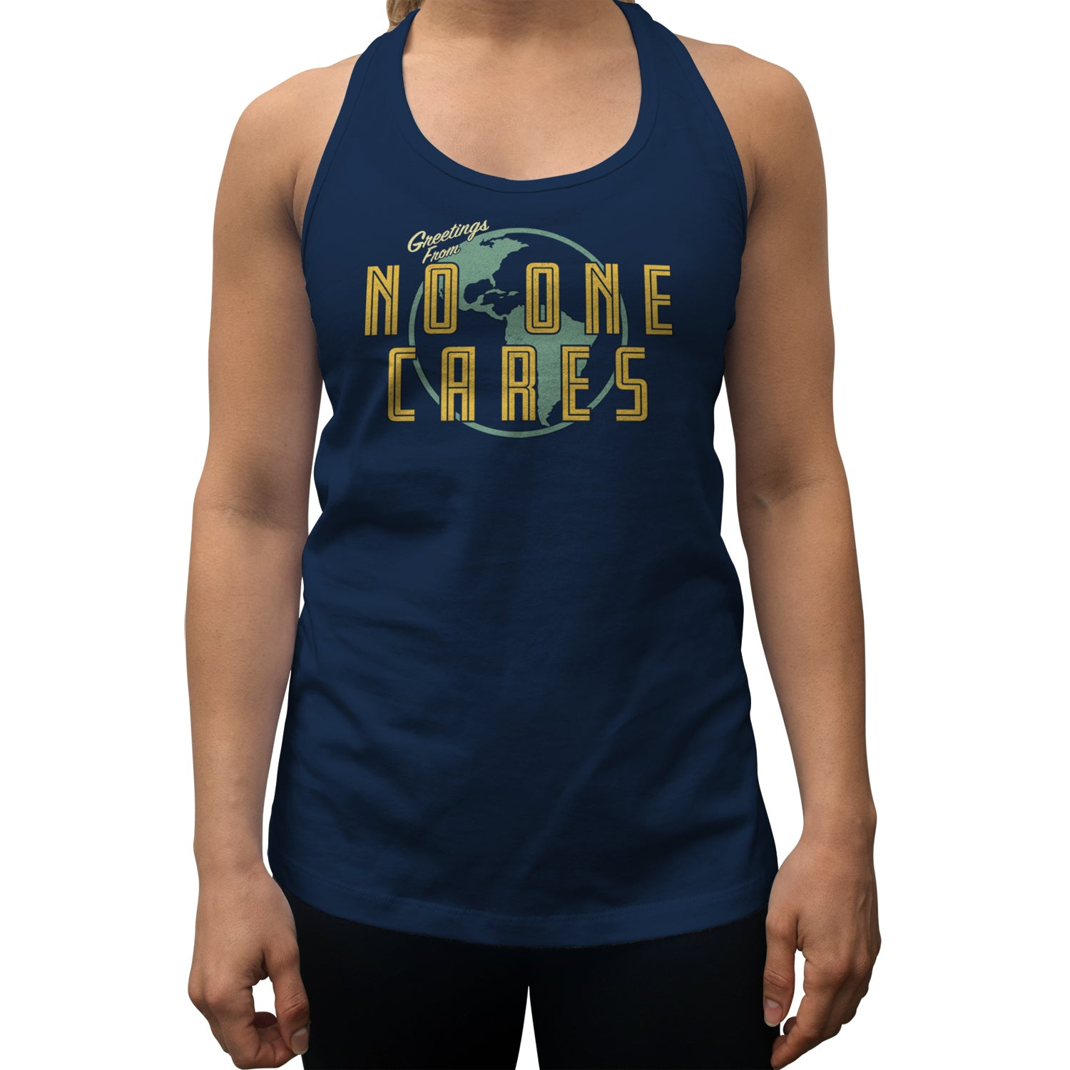 Women's Greetings From No One Cares Racerback Tank Top