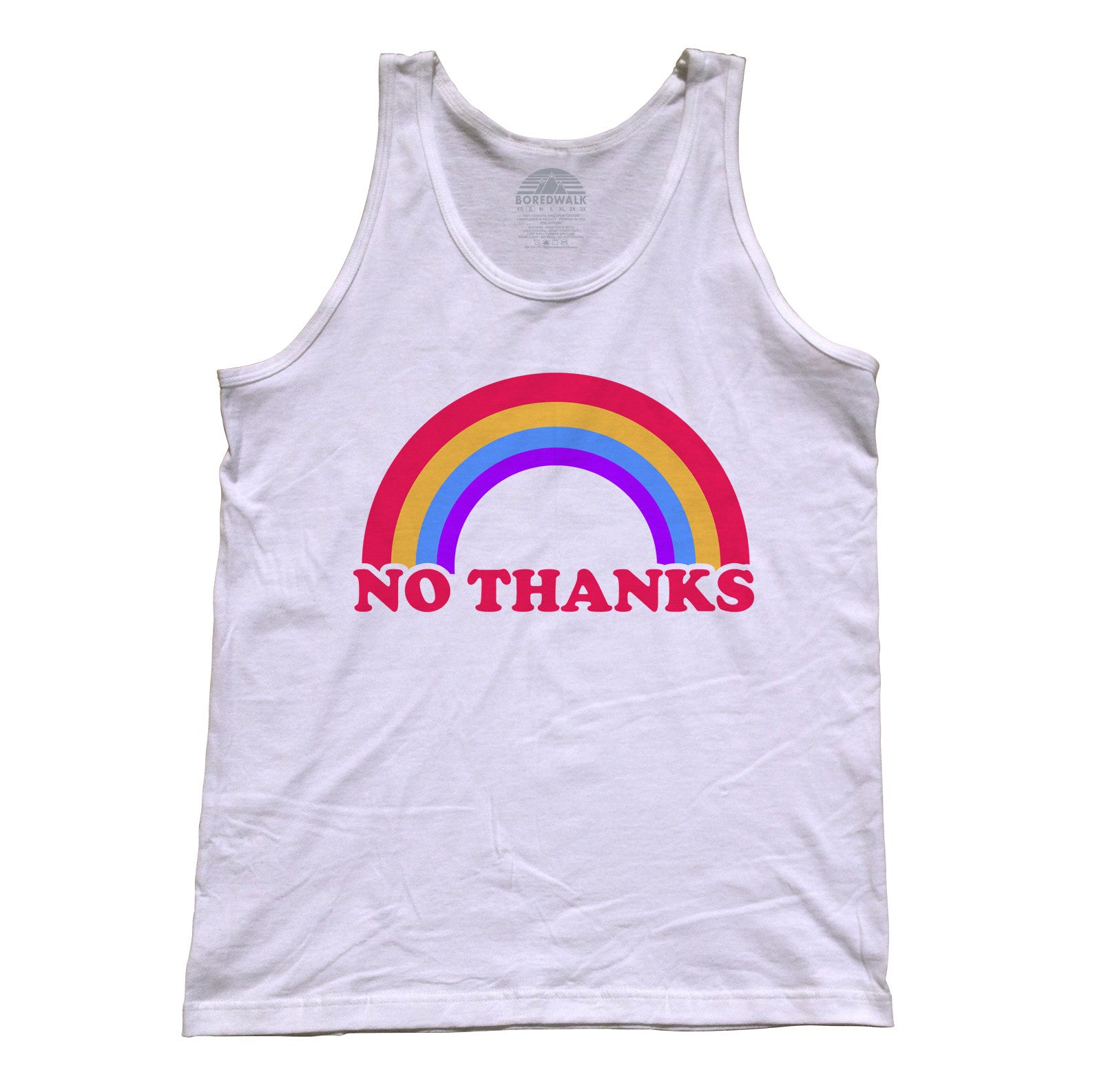 Unisex Rainbow No Thanks Tank Top - No Thank You Sarcastic Shirt Ironic Shirt - Nope Shirt - Introvert