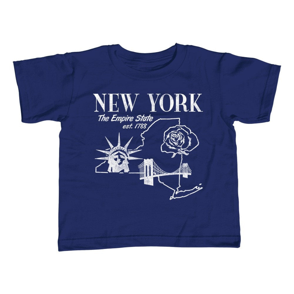 Girl's Retro New York T-Shirt - Unisex Fit Vintage State Pride