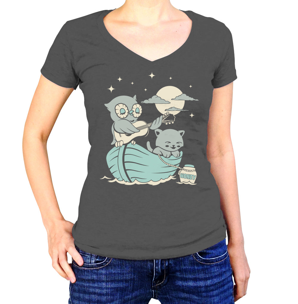 Women's The Owl And the Pussycat Vneck T-Shirt - By Ex-Boyfriend