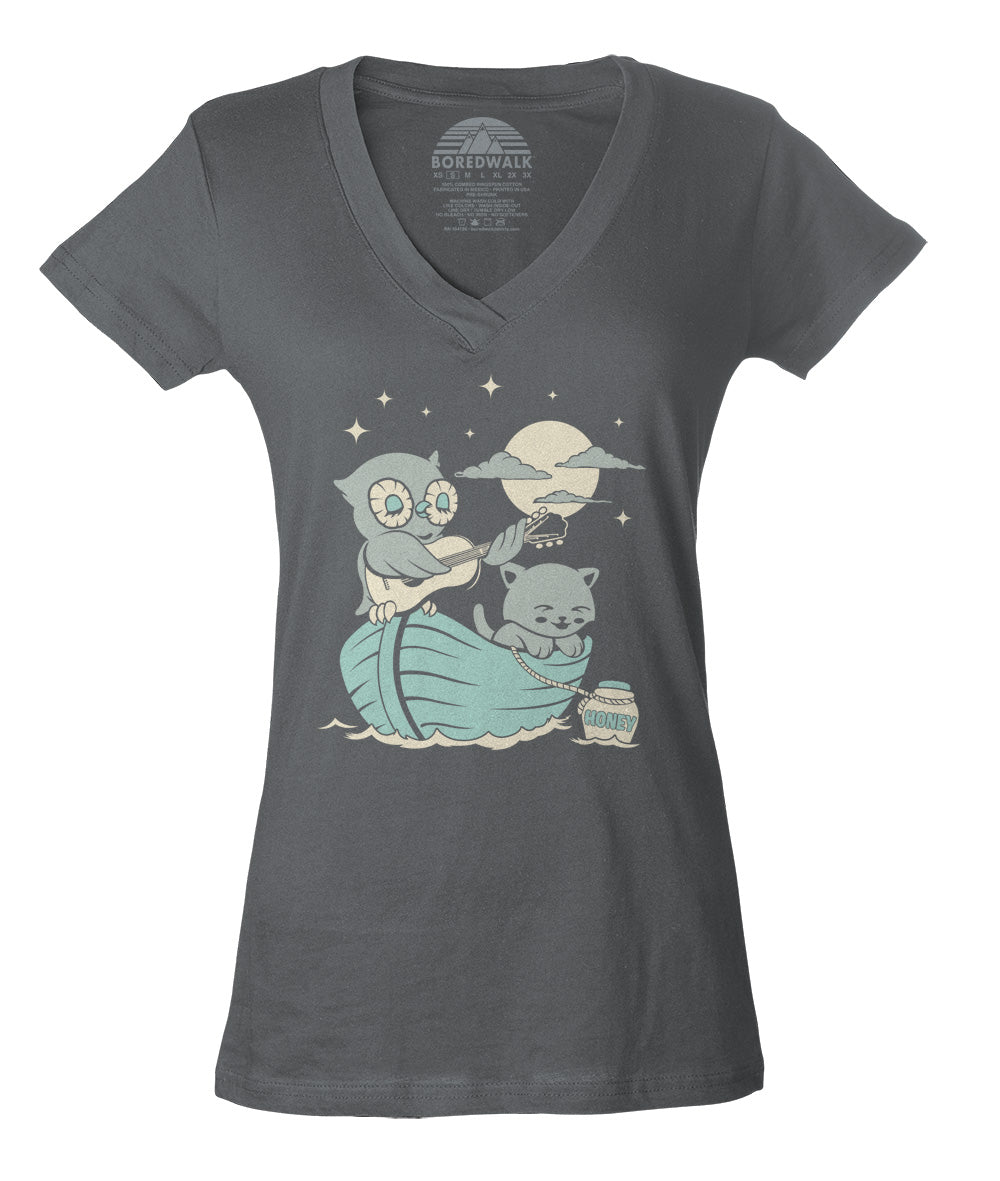 Women's The Owl And the Pussycat Vneck T-Shirt - By Ex-Boyfriend