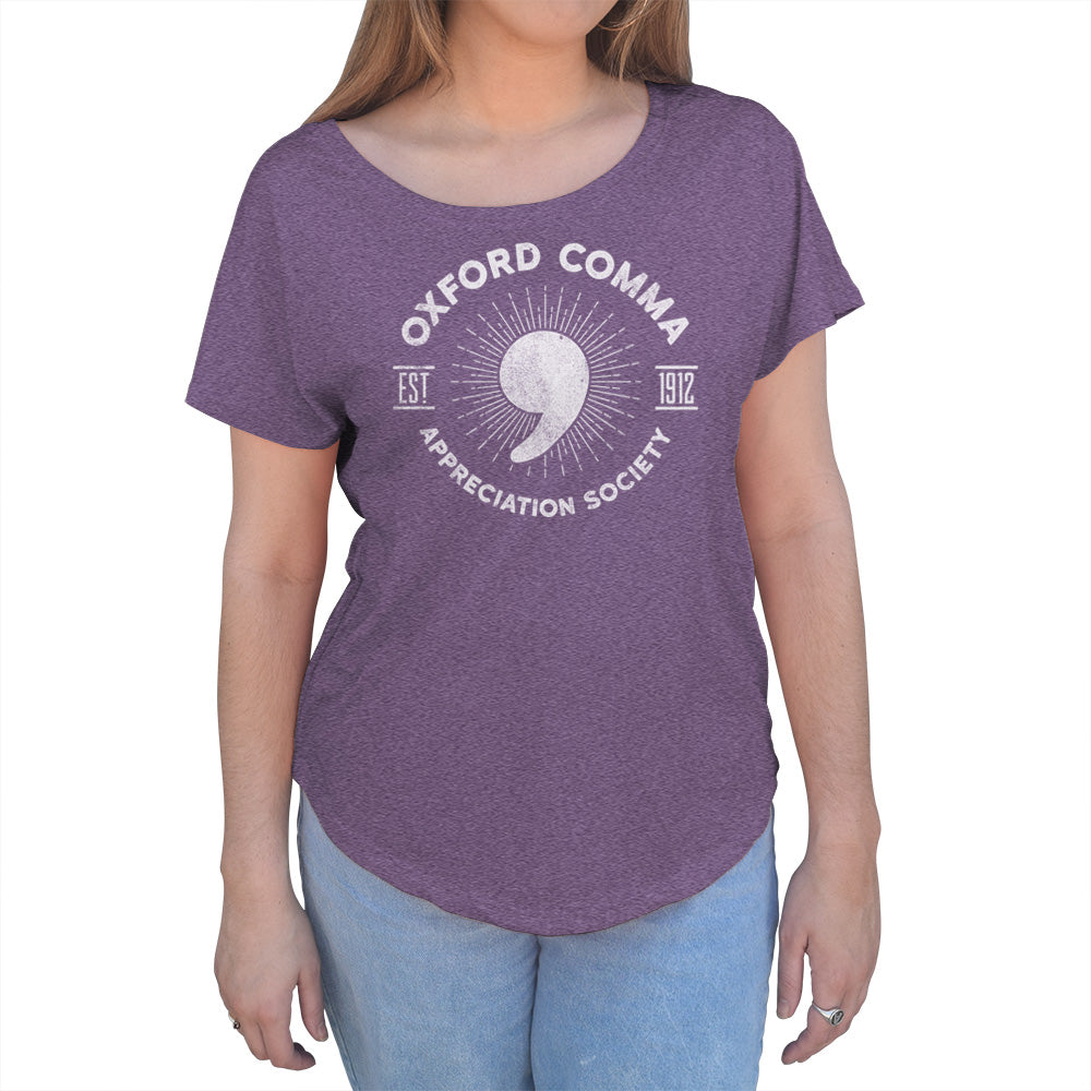 Women's Oxford Comma Appreciation Society Scoop Neck T-Shirt