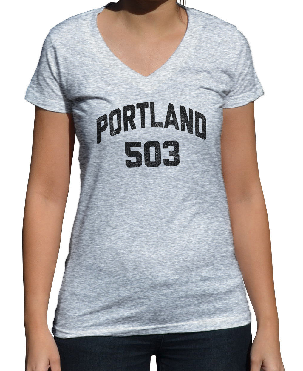 Women's Portland 503 Area Code Vneck T-Shirt
