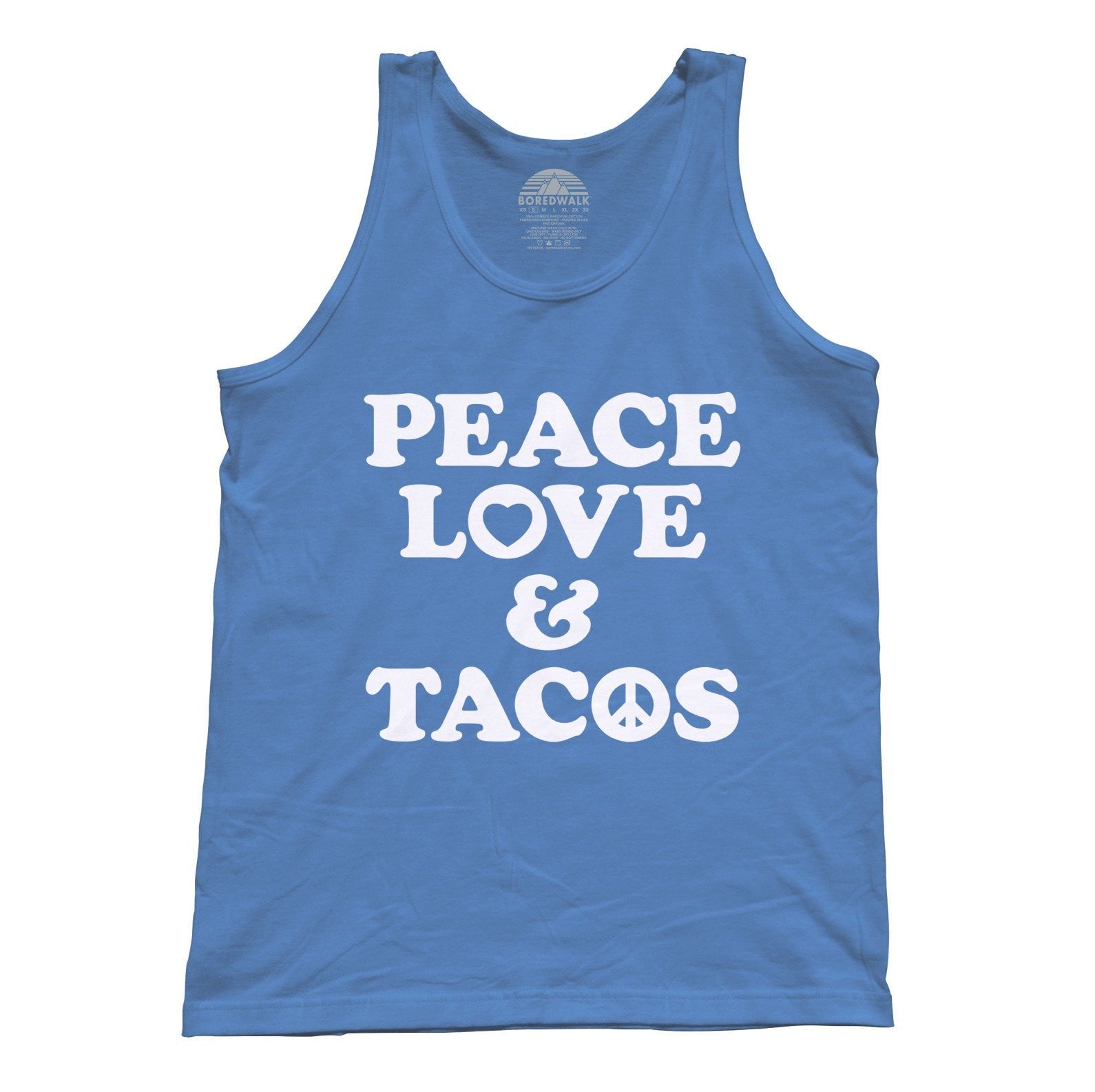 Unisex Peace Love and Tacos Tank Top