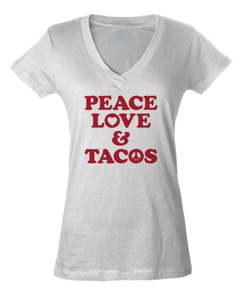 Women's Peace Love and Tacos Vneck T-Shirt