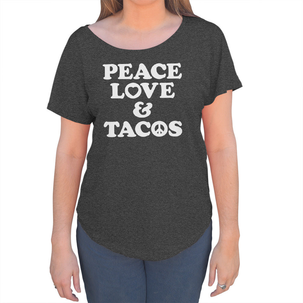 Women's Peace Love and Tacos Scoop Neck T-Shirt