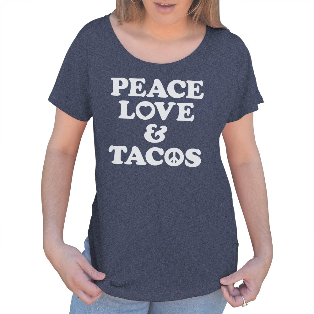 Women's Peace Love and Tacos Scoop Neck T-Shirt