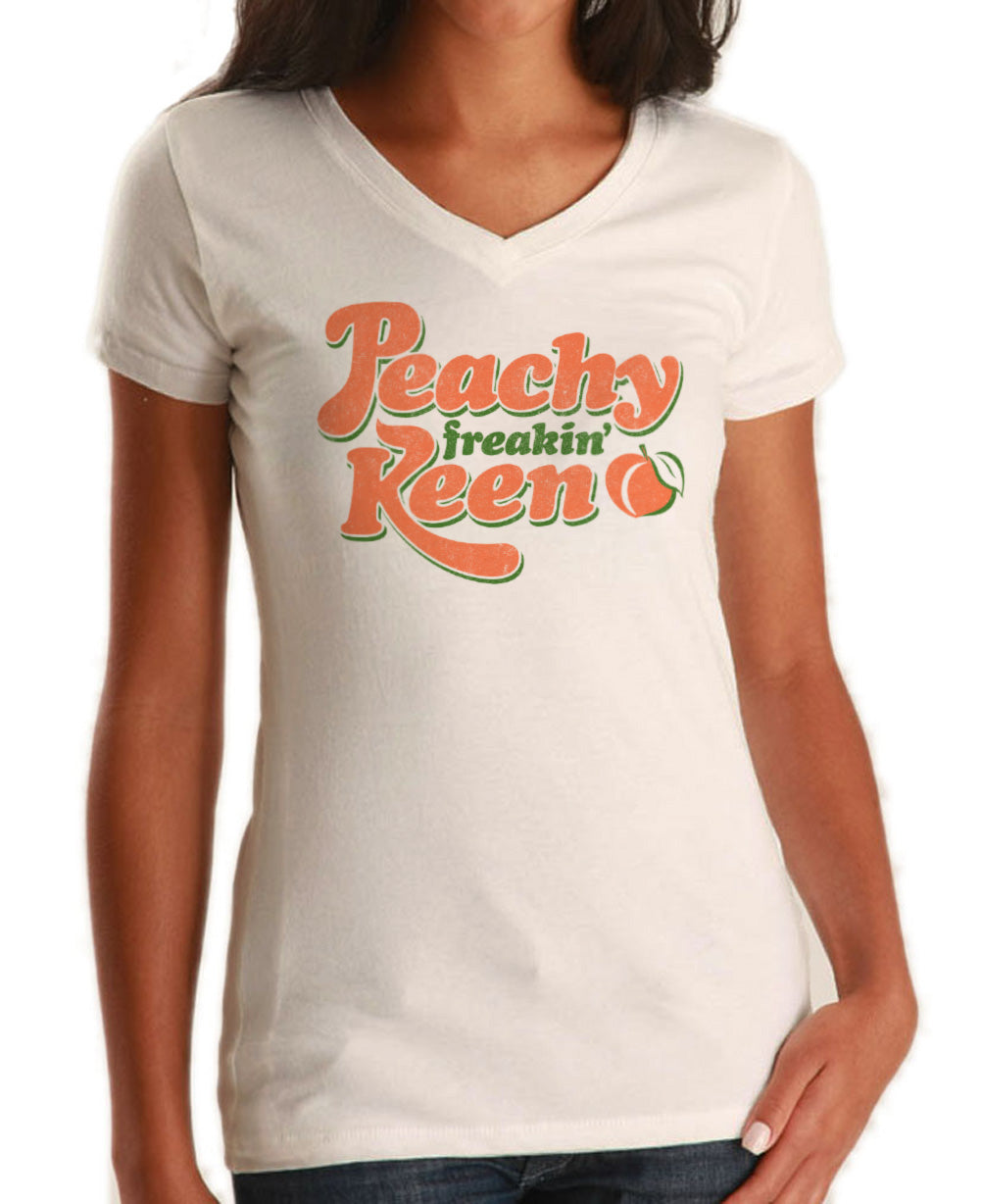 Women's Peachy Freakin' Keen Vneck T-Shirt