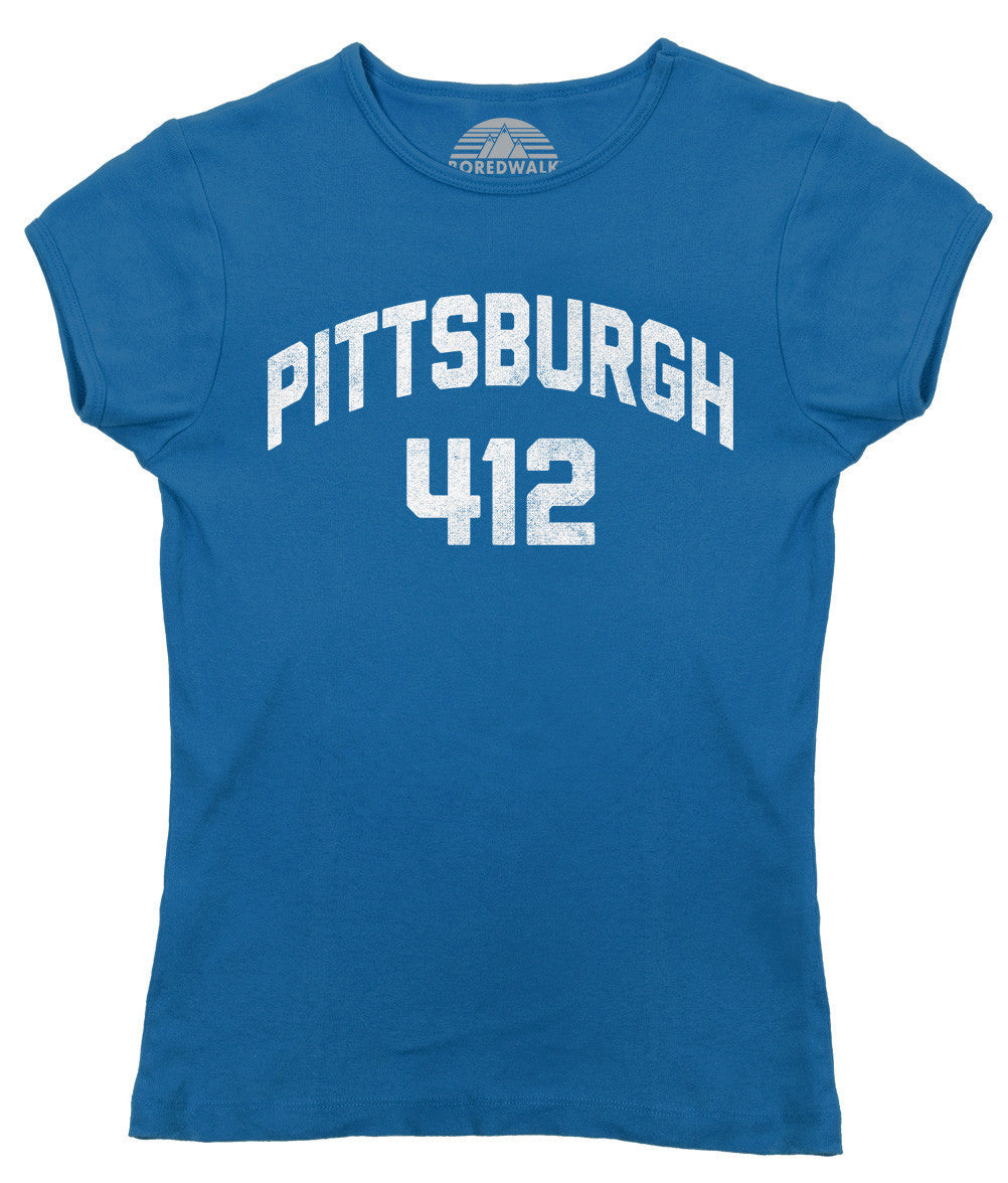 BoredWalk Women's Pittsburgh 412 Area Code T-Shirt, X-Large / Royal