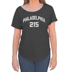 Women's Philadelphia 215 Area Code Scoop Neck T-Shirt