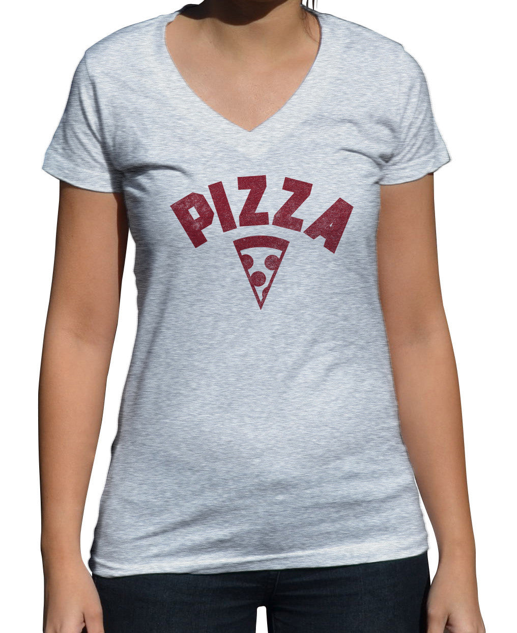 Women's Team Pizza Vneck T-Shirt Vintage Retro Athletic Logo Inspired