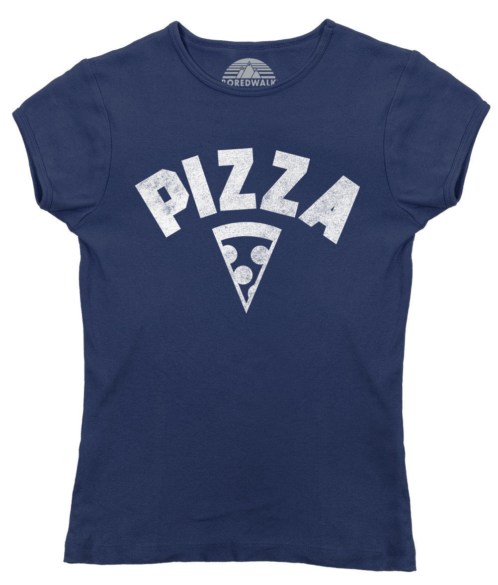 Women's Team Pizza T-Shirt Vintage Retro Athletic Logo Inspired