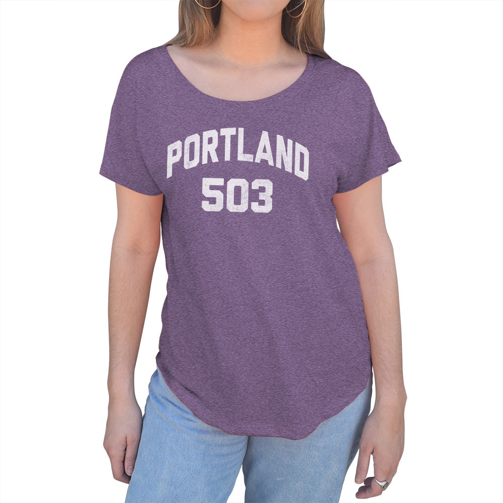 Women's Portland 503 Area Code Scoop Neck T-Shirt