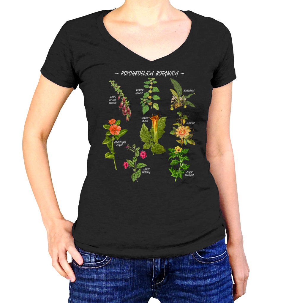 Women's Psychedelica Botanica Vneck T-Shirt