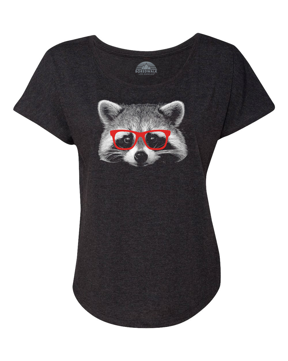 Women's Raccoon With Glasses Scoop Neck T-Shirt