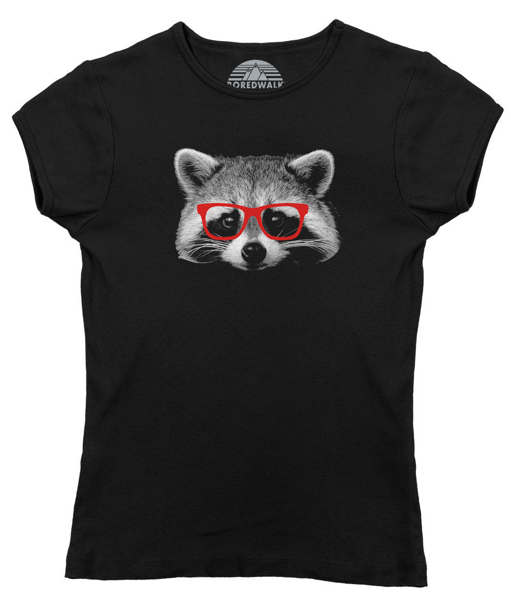Women's Raccoon With Glasses T-Shirt