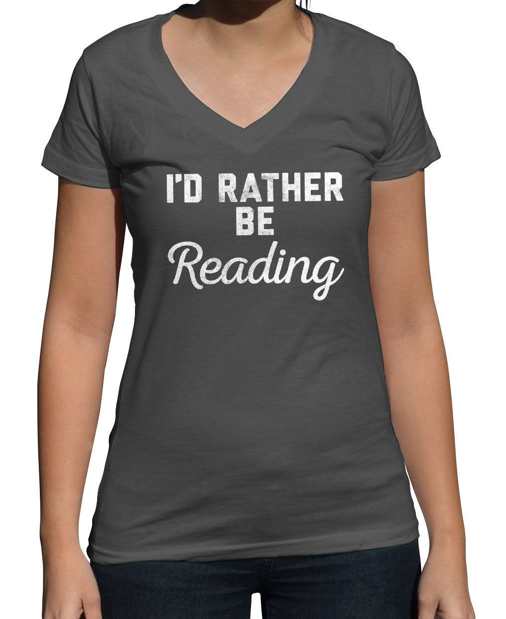 Women's I'd Rather Be Reading Vneck T-Shirt
