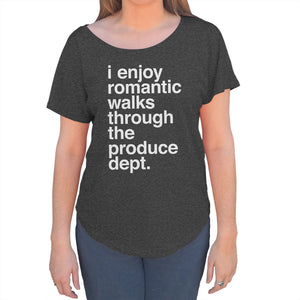 Women's I Enjoy Romantic Walks Through the Produce Department Scoop Neck T-Shirt