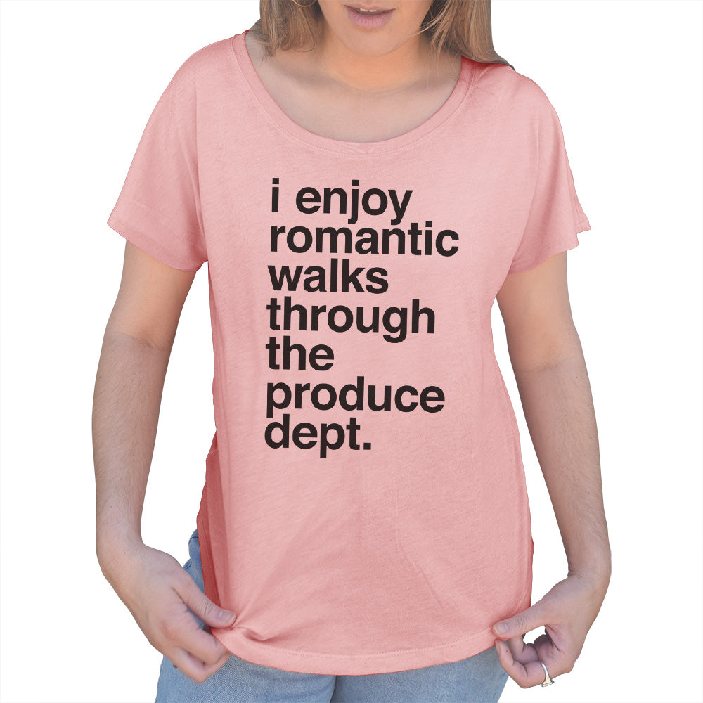 Women's I Enjoy Romantic Walks Through the Produce Department Scoop Neck T-Shirt