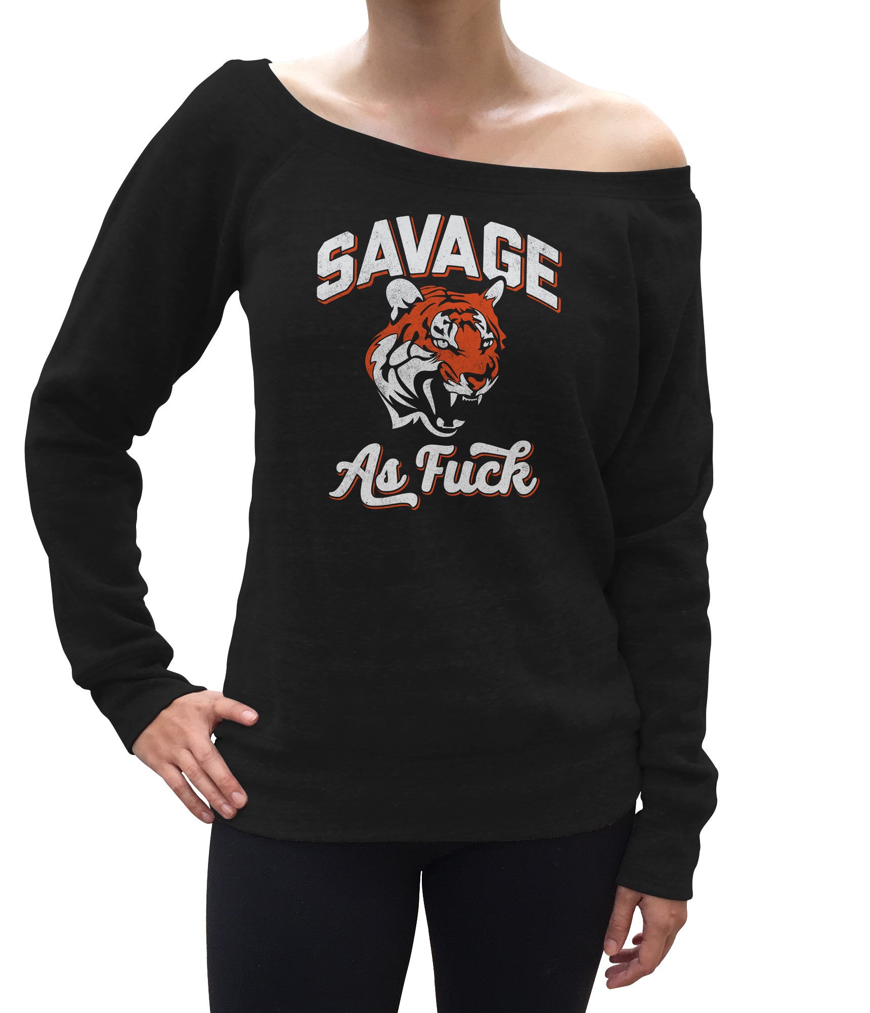 Women's Savage as Fuck Tiger Scoop Neck Fleece