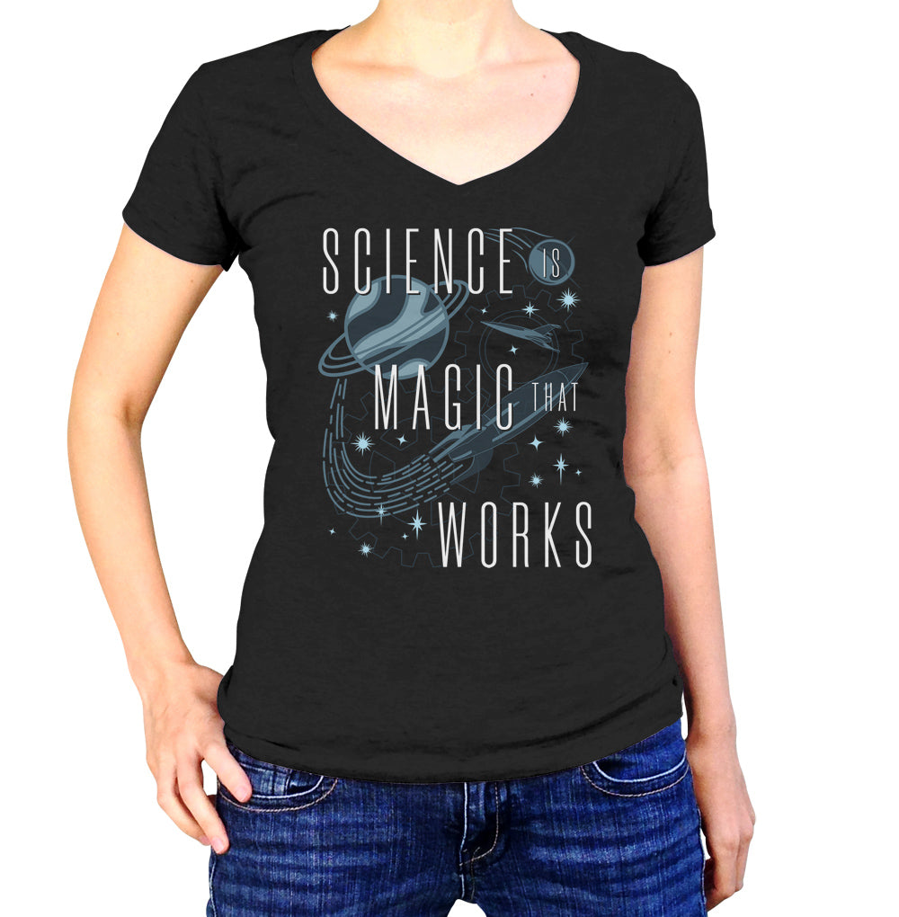 Women's Science is Magic That Works Vneck T-Shirt
