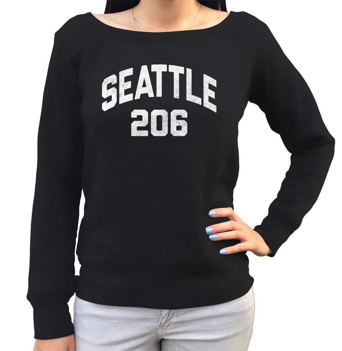 Women's Seattle 206 Area Code Scoop Neck Fleece