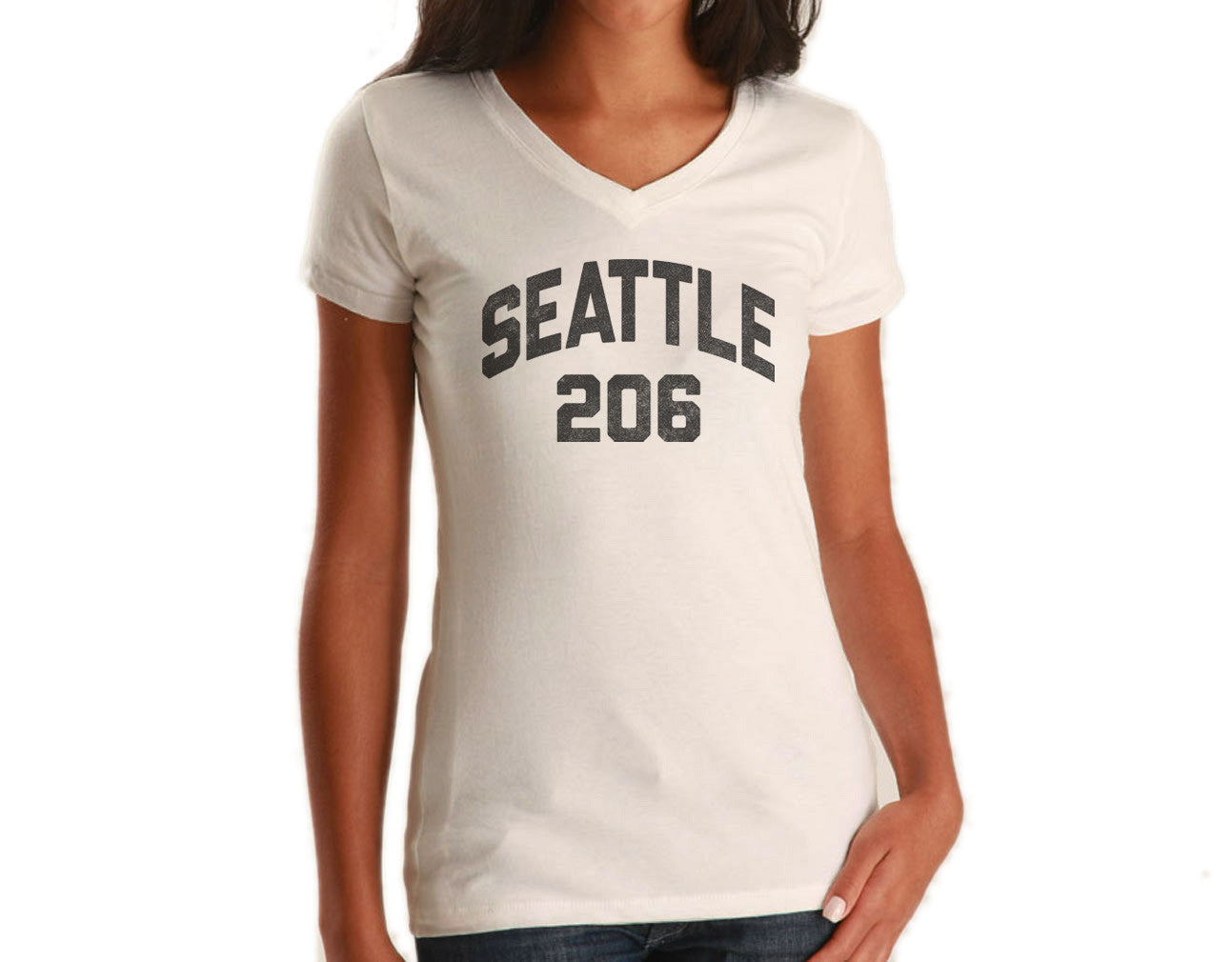 Women's Seattle 206 Area Code Vneck T-Shirt