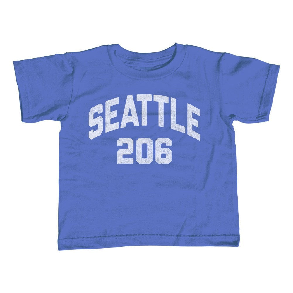 BoredWalk Boy's Seattle 206 Area Code T-Shirt, Medium / Royal