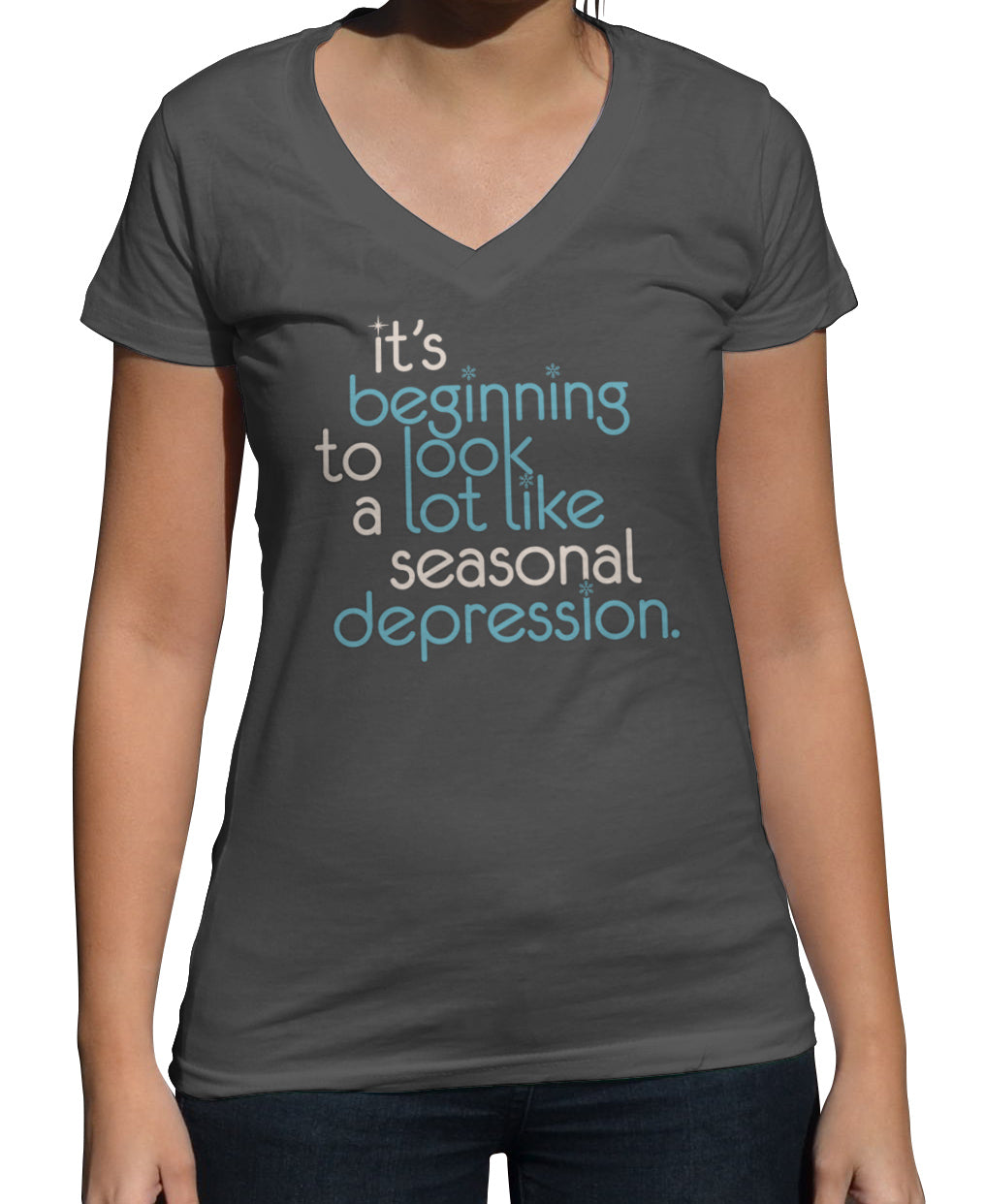 Women's It's Beginning To Look A Lot Like Seasonal Depression Vneck T-Shirt