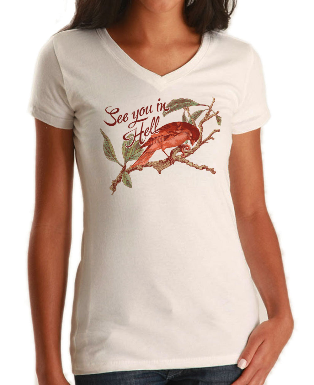Women's See You In Hell Bird Vneck T-Shirt