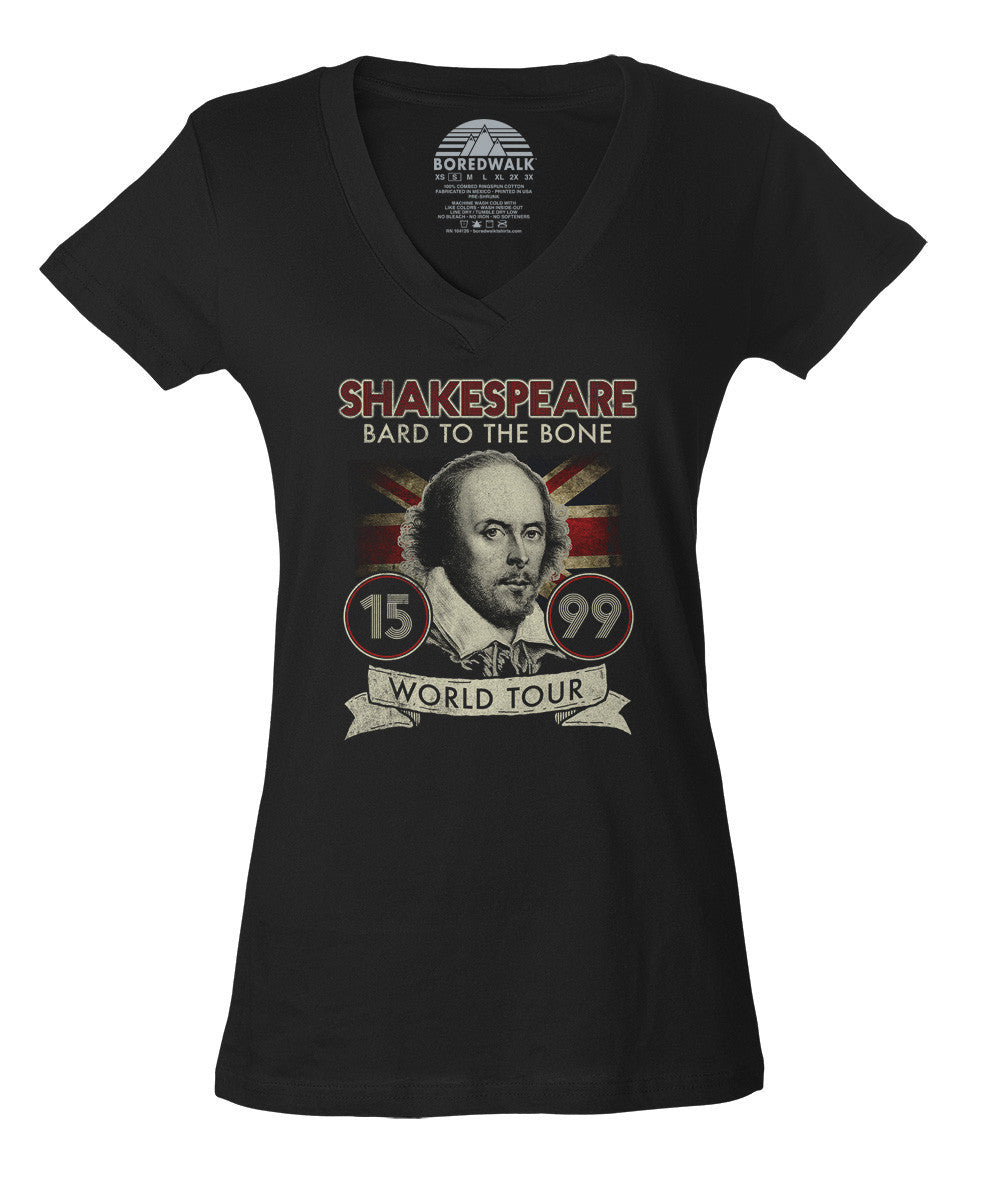 Women's William Shakespeare Bard to the Bone Tour Vneck T-Shirt