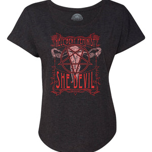 Women's Hell-Bent Feminist She-Devil Scoop Neck T-Shirt